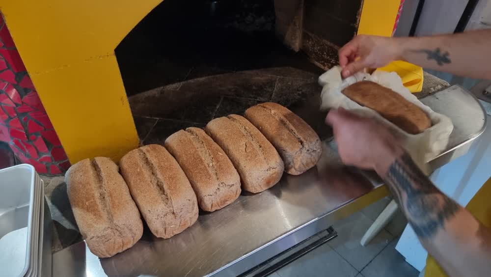 Sourdough loaves fresh from the oven